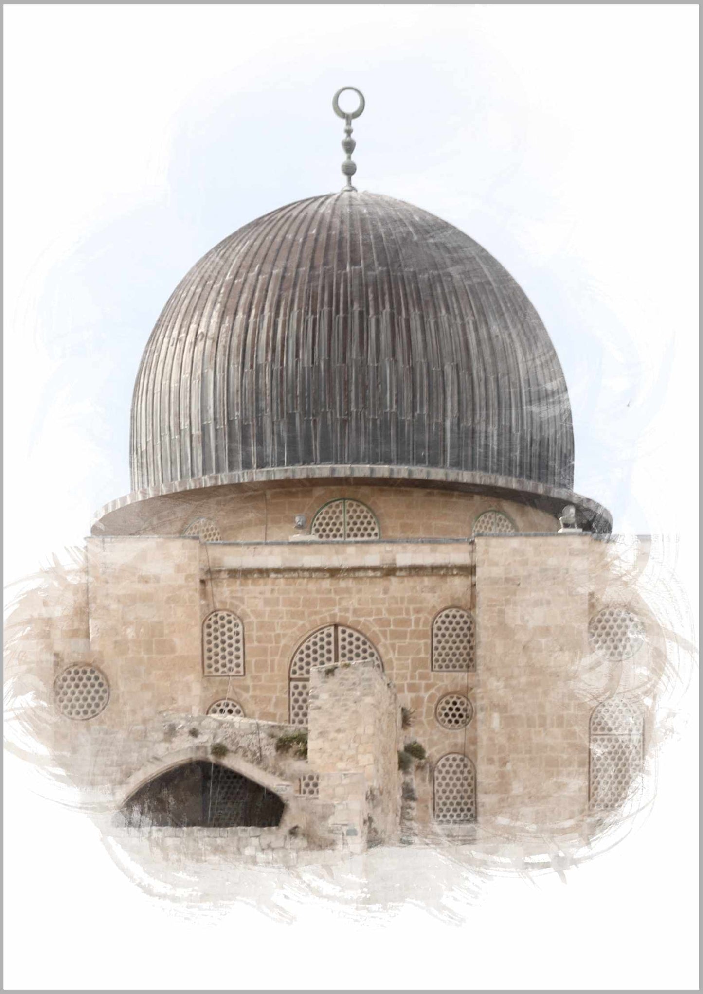 Masjid Al Aqsa Watercolor