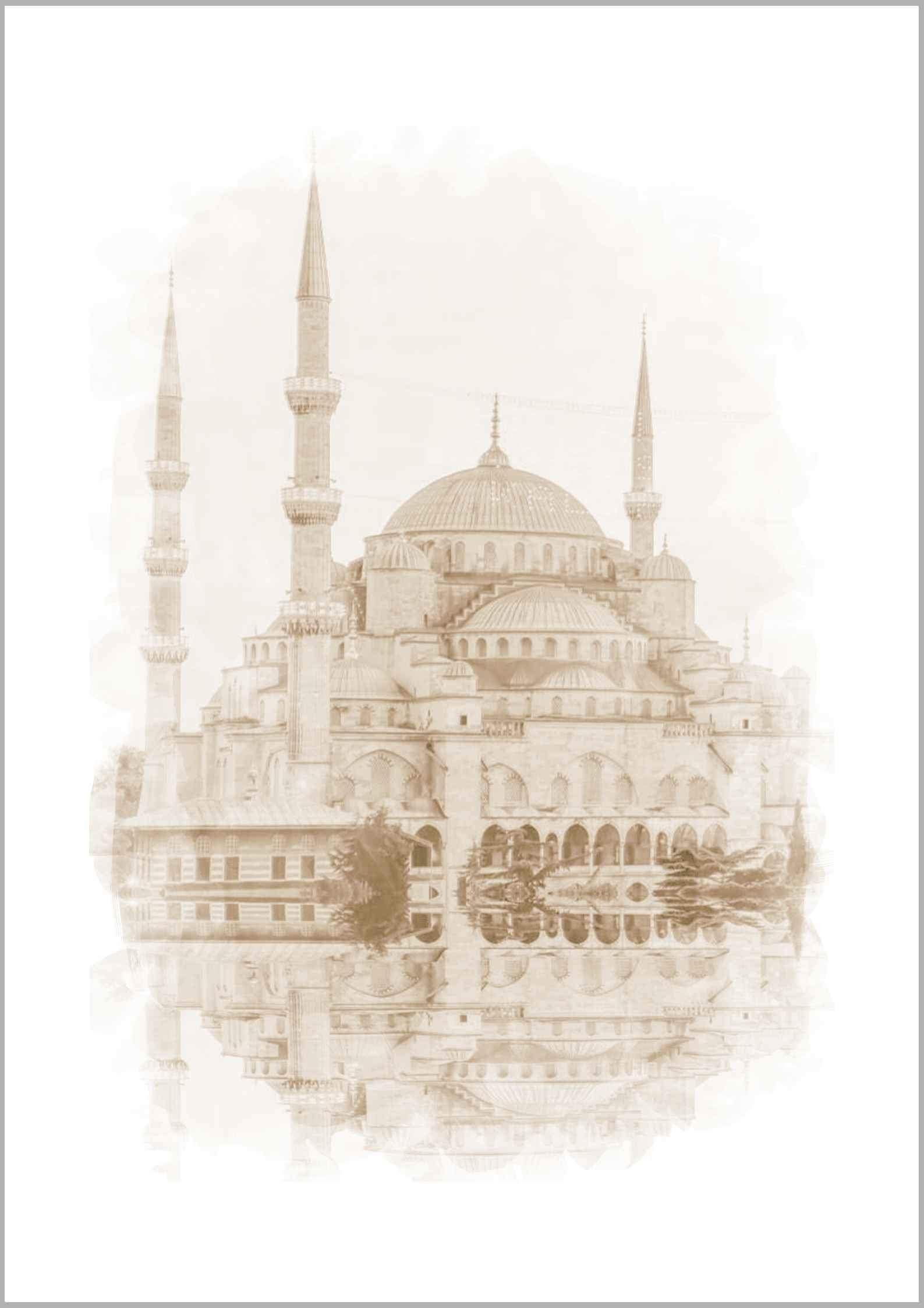 Sultan Ahmet Mosque Watercolor | Islamische Poster und Wandbilder von HAVA Artwork